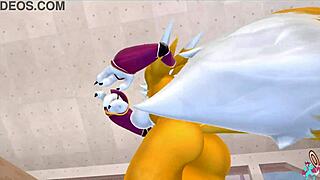Renamon stretches her furry body in steamy NSFW workout rhythm