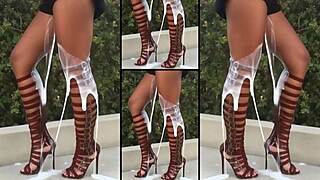 WOW HOT LEGS IN BOOTS N HEELS GETS MASSIVE CUMSHOTS FETISH LEG WORSHIP EXPLOSION!
