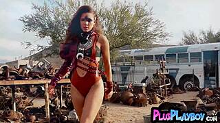 after hot striptease curvy milf gia ramey poses fat pussy outdoors wild