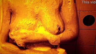 milf's wet nipples glisten in sexy slow mo shower massage, wanna join?