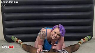big ass babe smokes cigs while taking shaundamxxx bbc doggystyle on her tits.