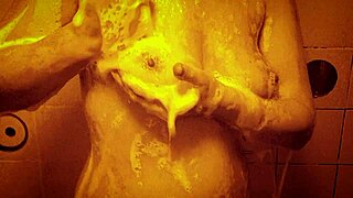 milf's wet nipples glisten in sexy slow mo shower massage, wanna join?