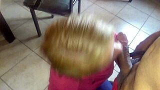 elizabeth liz nails a sloppy blowjob then smears warm milk all over her face