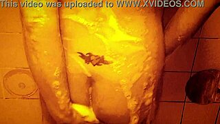 milf's wet nipples glisten in sexy slow mo shower massage, wanna join?