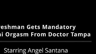 Freshman squirms from doctor's hitachi orgasm blast - angel santana