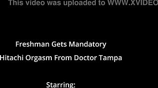 Freshman squirms from doctor's hitachi orgasm blast - angel santana