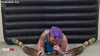 big ass babe smokes cigs while taking shaundamxxx bbc doggystyle on her tits.
