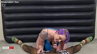 big ass babe smokes cigs while taking shaundamxxx bbc doggystyle on her tits.