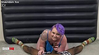 big ass babe smokes cigs while taking shaundamxxx bbc doggystyle on her tits.