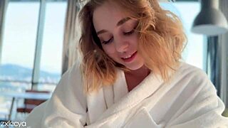 waking up to perfect curvy blonde ass cumshot massage in bed