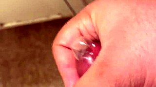 edging to orgasm while milking condom for solo pleasure