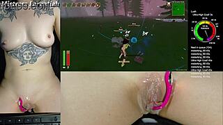Ugh this goth egirl twitch streamer got her big pussy lips cum covered by monster vibrator play!!