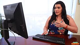Maggie Green slurps Angelina Castro's giant dildo before their wet lesbian toy play