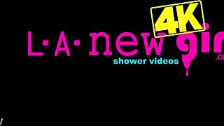 oops sun-kissed blonde model just took a steamy shower
