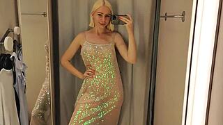 heart pounds as i risk public dildo fucking in fitting room fingering wet pussy moaning loud what if someone spies my orgasm