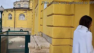 she's bent over the budapest public pool edge taking big cock doggystyle from cute hungarian brunette
