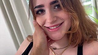 Little step sis Lilibet Saunders bounces on bro's monster cock after dump cowgirl doggystyle cum on tits POV