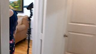 astrid the busty brunette coed bends over for sloppy deepthroat then greedily swallows every drop of cum