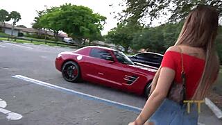 akira angel ditches fiancee for sloppy car blowjob on teddy tarantino