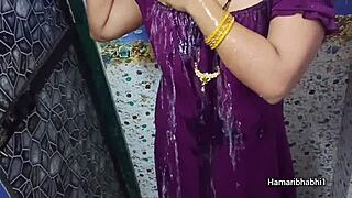 Sexy Indian Bhabhi Strips Bathing in Steamy Water Revealing Curves and Smooth Skin Seductively
