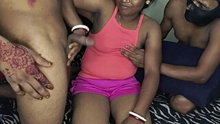 In the bangladeshi village bedroom the amateur girl with big natural tits takes threesome doggystyle and missionary pounding