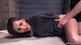 Bound Slave Chokes on Cock Then Squirts in Rope Bondage Fuck