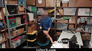 shoplifter teen caught bent over fucked doggy by cop in shoplyfter garage rip clothes