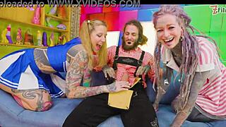 whoa these alternative sluts take double anal pen in costume 4some chaos 😈💦