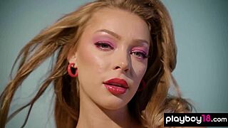 Athletic TEEN fitness babe AUBREY DESTREMPS undresses to REVEAL pierced NIPPLES and natural TITS