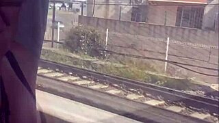 amateur milf handjob cumshot on public train