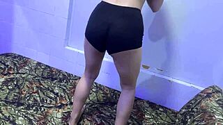 Natural wife does booty workout on bed Christmas day.