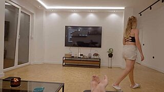 tricked stepsis shows small tits then rides big cock in tight pink pussy pov