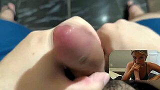 your college gf strokes your huge cock then gets cum blasted after pool fun