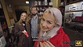veronica leal and fibi euro swap fucked hard in threesome at sex shop