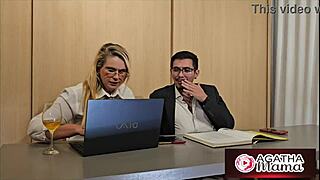 agatha brazilian milf mommy under desk anal toys assfucking big black cock interracial cum