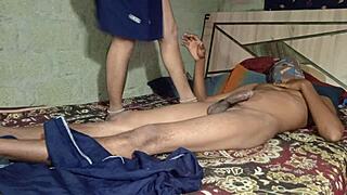 hey watch this indian village romantic sex with desi stepsis full hindi