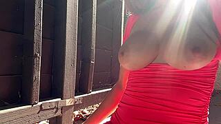 artemisia love's big tits bounce wildly in outdoor italian solo play