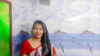 feeling the wet thrill as indian saree clings in steamy shower drench