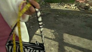 hey check this public agent measuring his fat cock before she rides it hard outdoors