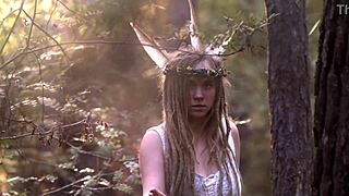 A sweet forest fairy bound and wet, questioned roughly as a fierce witch
