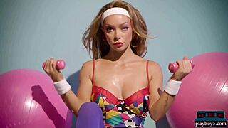 Aubrey Destremps' Bubble Butt Blonde Strips During Workout Solo Tease