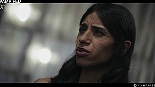 Black vampire girl hypnotizes latina slave's big fake tits for lezdom facesitting