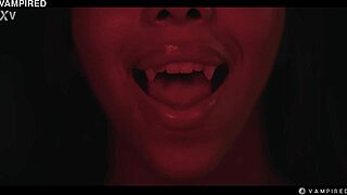 Black vampire girl hypnotizes latina slave's big fake tits for lezdom facesitting