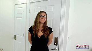 petite nerdy ginger kay lee glasses on sloppy deepthroat pov with toys vibrator fun
