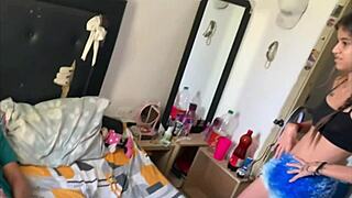 colombian college girl in miniskirt catches stepbro masturbating then begs for rough pussy fuck full story