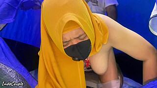 hijab muslim wife sneaks off with secret lover for tent fun
