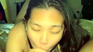 asian babe starts my day with sloppy morning blowjob handjob and huge cumshot