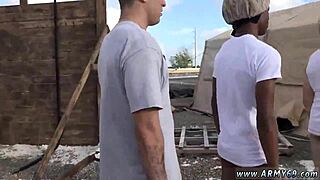 army guys masturbate in fatigues on the couch then hot men fuck wildly