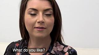 fake agent has slow hot sex with tight shaven pussy girl on the casting sofa