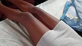 mmm morning petite chocolate lady moans hairy pussy fucked missionary